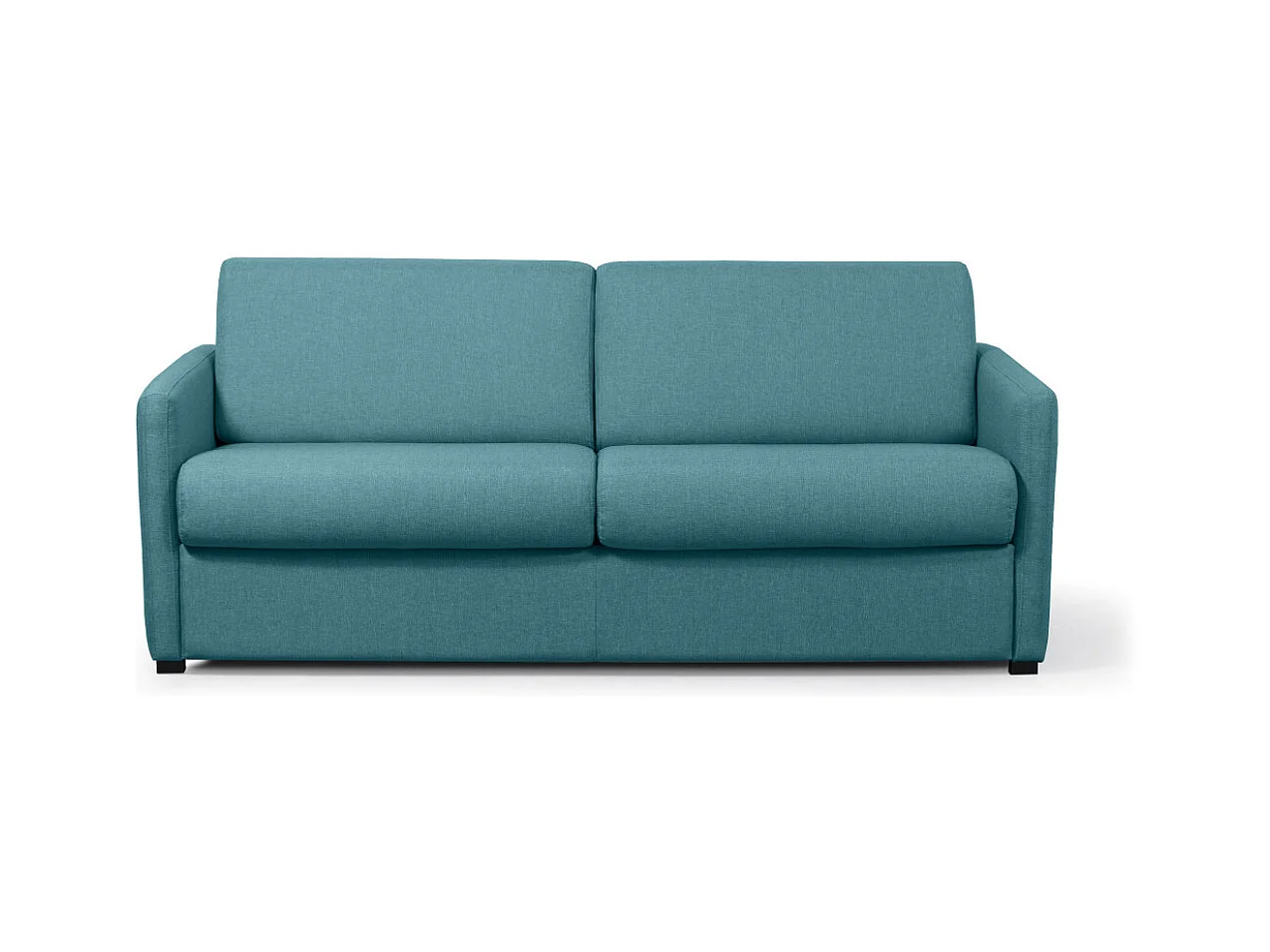 Canapé Convertible 3 places Agathe Couchage Quotidien en Tissu - Bleu canard - Matelas 13cm - Couchage 140 x 190cm - Loungitude