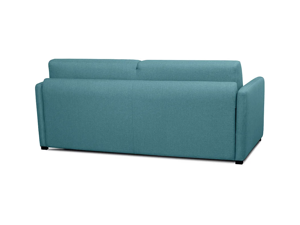 Canapé Convertible 3 places Agathe Couchage Quotidien en Tissu - Bleu canard - Matelas 13cm - Couchage 140 x 190cm - Loungitude
