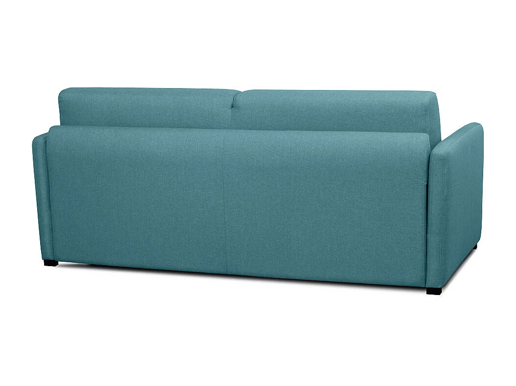 Canapé convertible 3 places Agathe Couchage Quotidien'en Tissu - Bleu canard - Matelas 13cm - Couchage 140 x 190cm - Loungitude
