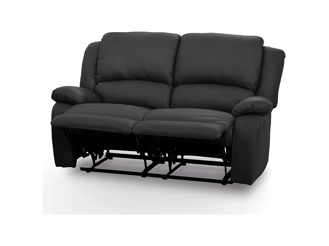 Canapé Relaxation 2 places Simili cuir Léo - Noir - L143 x 93 x 96cm - Loungitude