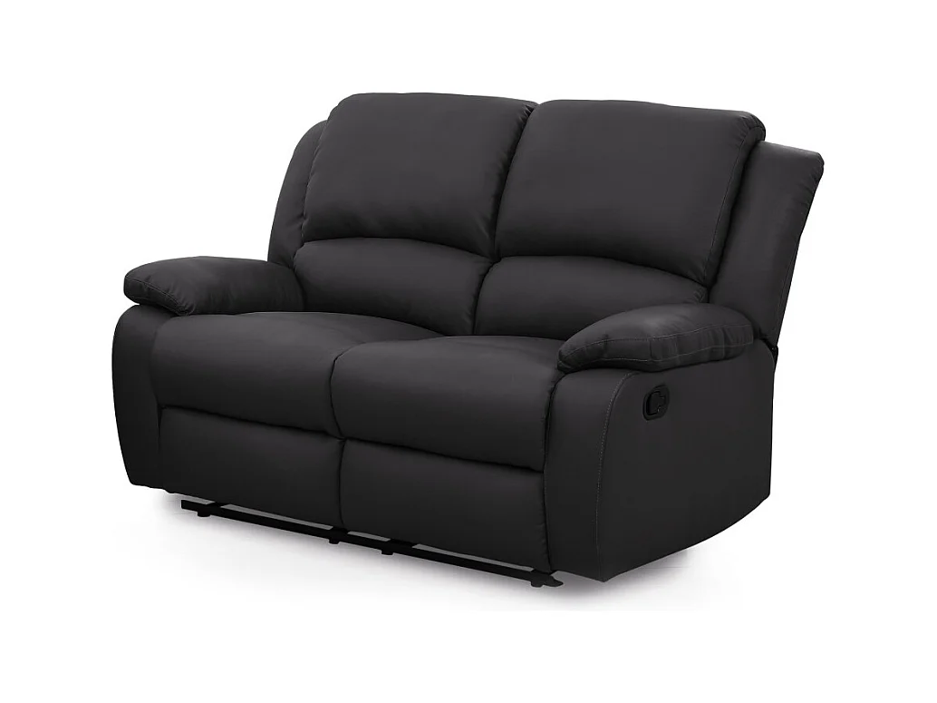 Canapé Relaxation 2 places Simili cuir Léo - Noir - L143 x 93 x 96cm - Loungitude