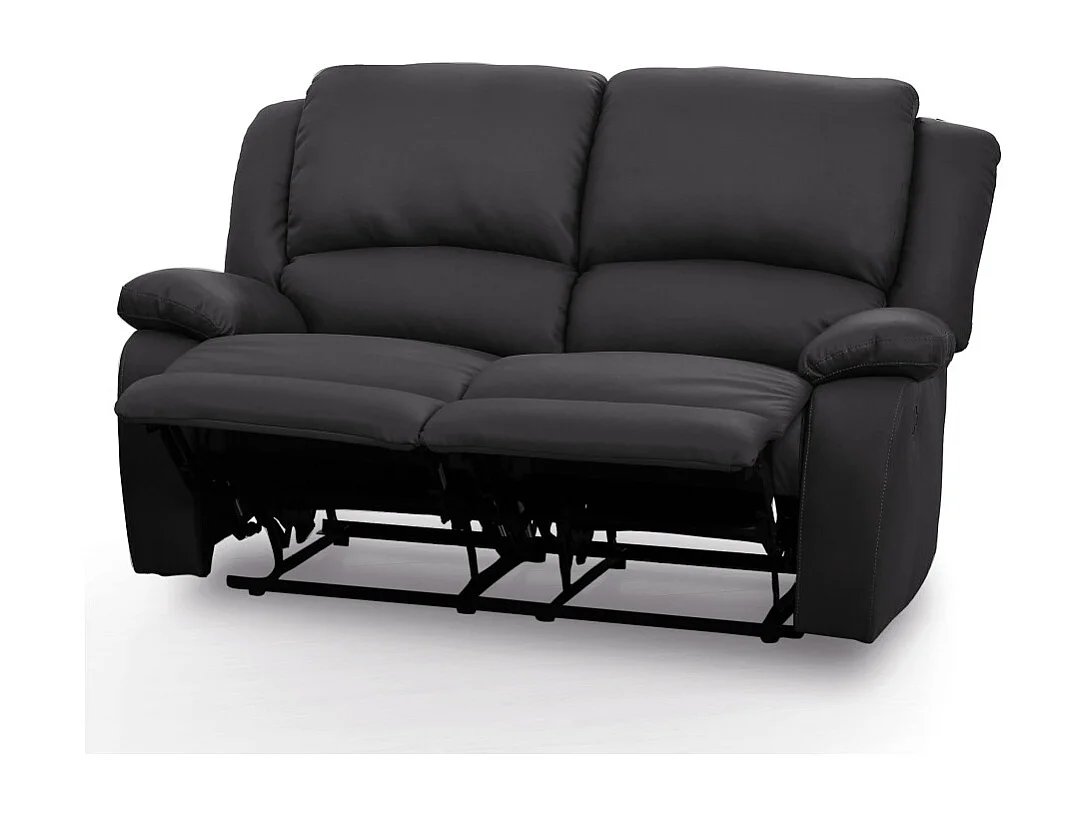 Canapé Relaxation 2 places Simili cuir Léo - Noir - L143 x 93 x 96cm - Loungitude