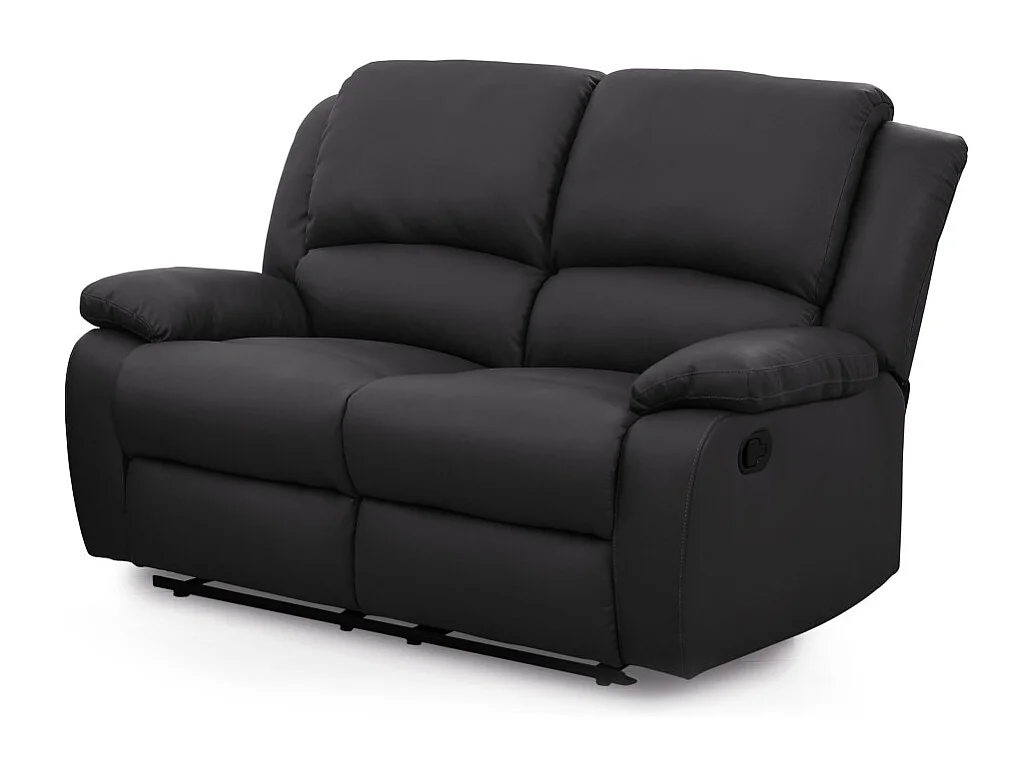 Canapé Relaxation 2 places Simili cuir Léo - Noir - L143 x 93 x 96cm - Loungitude