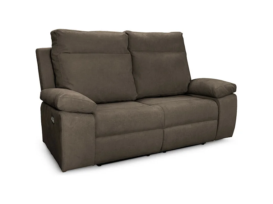 Canapé de relaxation manuel 2 places en tissu Houda - Taupe - L173 x 93 x 105cm - Loungitude