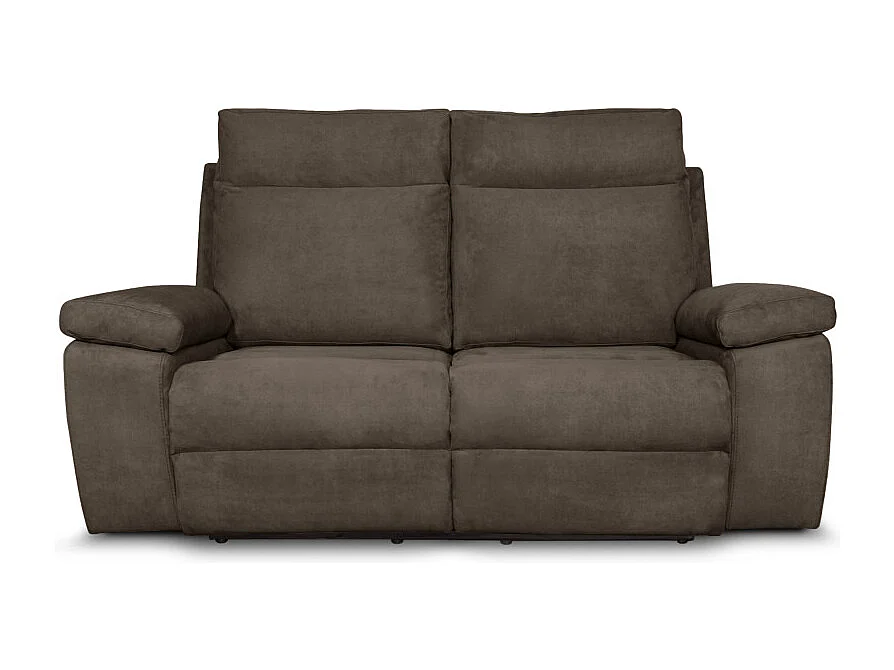 Canapé de relaxation manuel 2 places en tissu Houda - Taupe - L173 x 93 x 105cm - Loungitude