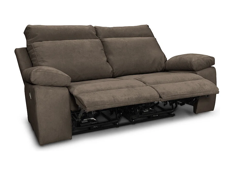 Canapé de relaxation manuel 2 places en tissu Houda - Taupe - L173 x 93 x 105cm - Loungitude