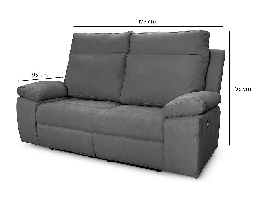 Canapé de relaxation manuel 2 places en tissu Houda - Taupe - L173 x 93 x 105cm - Loungitude