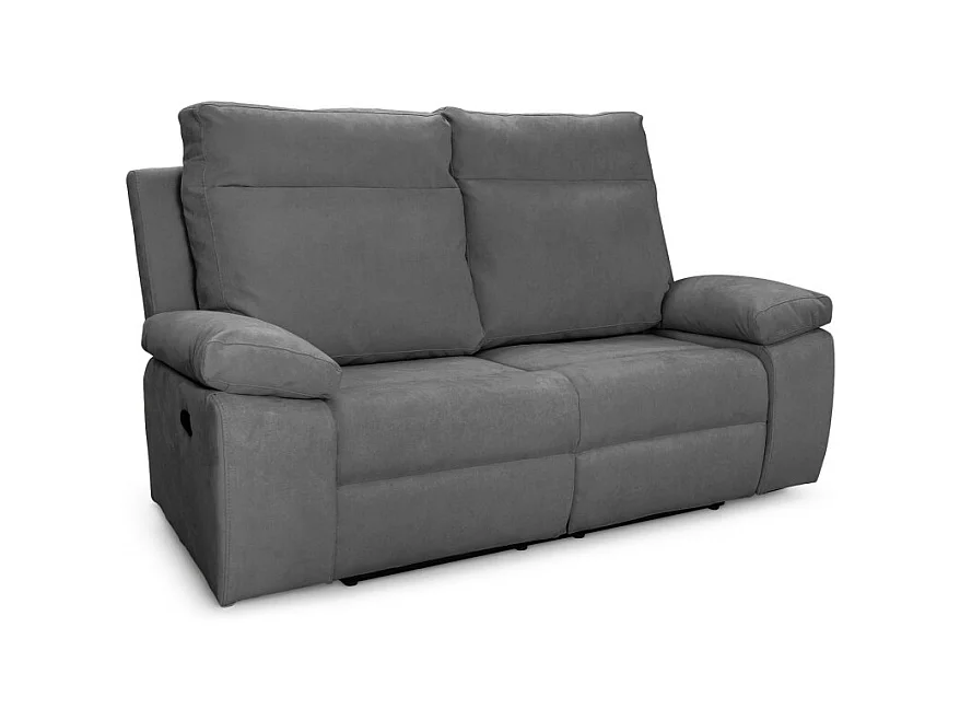 Canapé de relaxation manuel 2 places en tissu Houda - Gris - L173 x 93 x 105cm - Loungitude