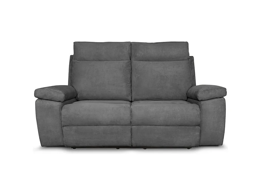Canapé de relaxation manuel 2 places en tissu Houda - Gris - L173 x 93 x 105cm - Loungitude