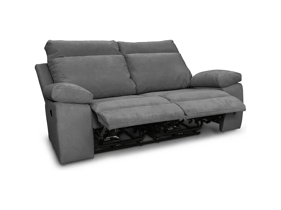 Canapé de relaxation manuel 2 places en tissu Houda - Gris - L173 x 93 x 105cm - Loungitude