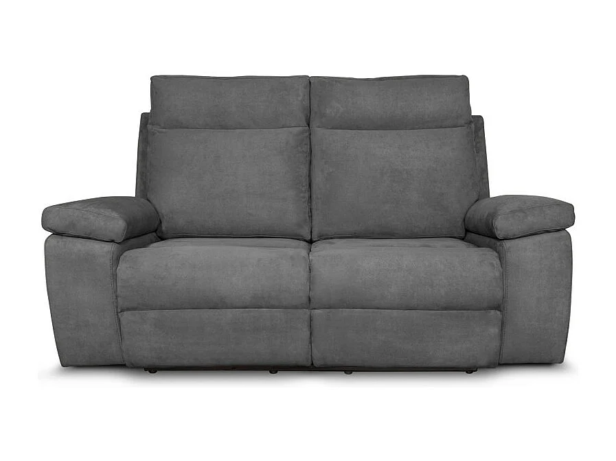 Canapé de relaxation manuel 2 places en tissu Houda - Gris - L173 x 93 x 105cm - Loungitude