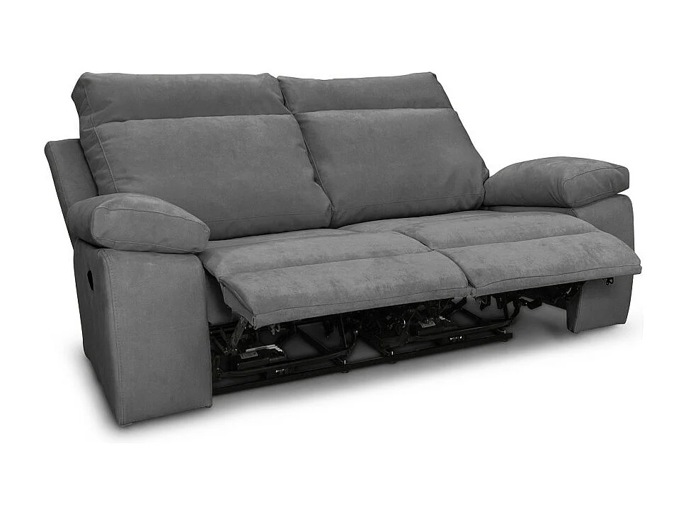Canapé de relaxation manuel 2 places en tissu Houda - Gris - L173 x 93 x 105cm - Loungitude