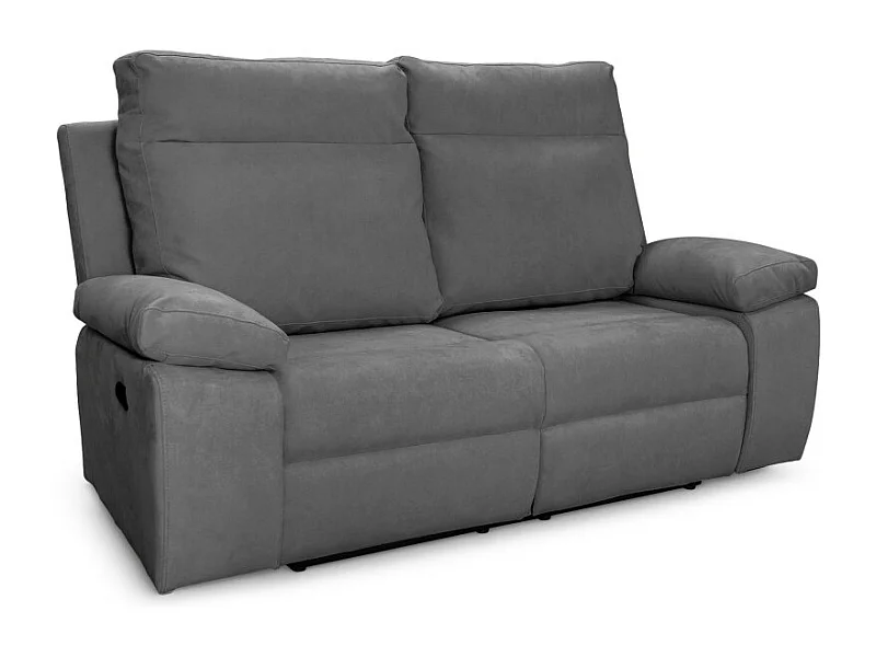 Canapé de relaxation manuel 2 places en tissu Houda - Gris - L173 x 93 x 105cm - Loungitude