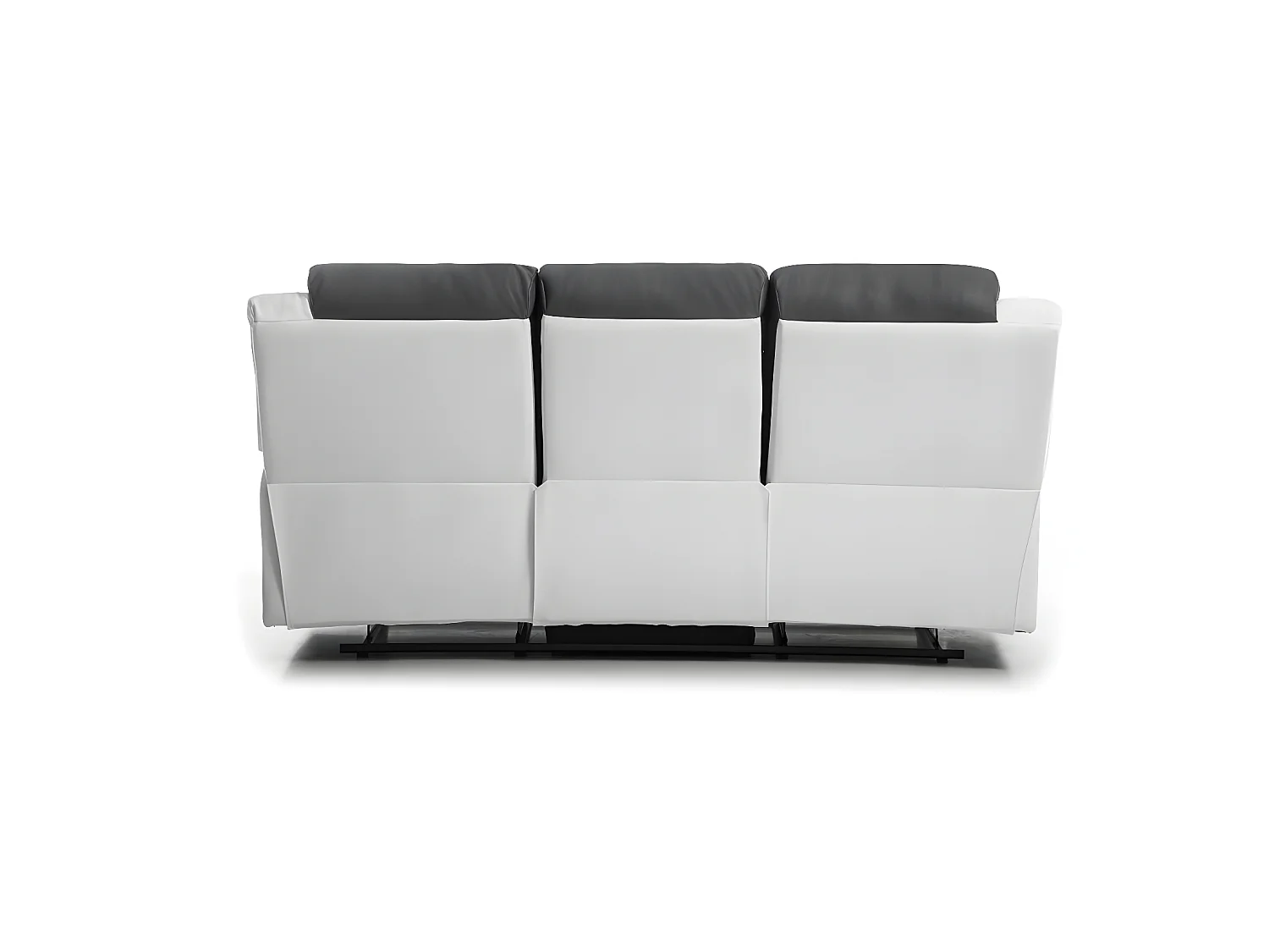 Canapé Relaxation 3 places Simili cuir Léo - Blanc et gris - L193 x 93 x 96cm - Loungitude