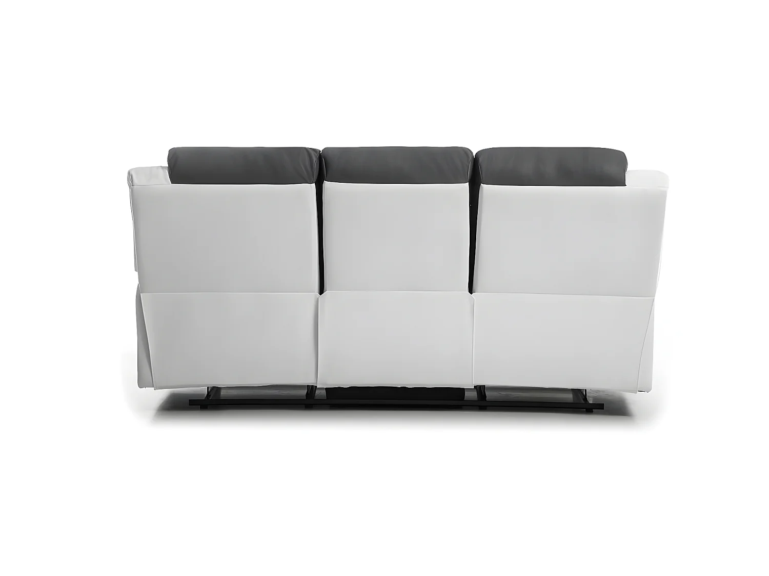 Canapé Relaxation 3 places Simili cuir Léo - Blanc et gris - L193 x 93 x 96cm - Loungitude