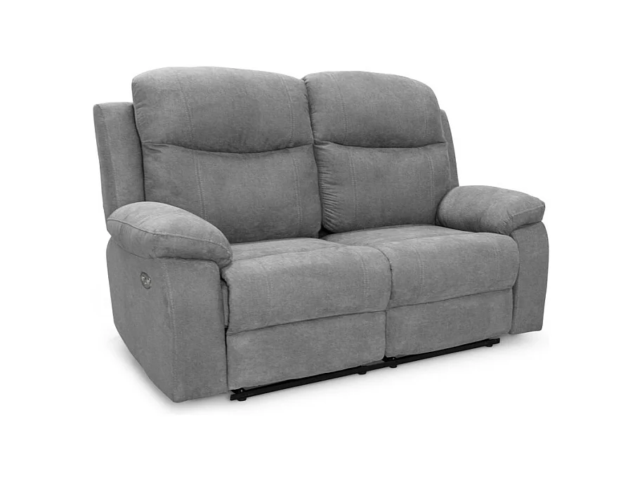 Canapé de relaxation manuel 2 places en tissu Bona - Gris clair - L154 x 90 x 100cm - Loungitude