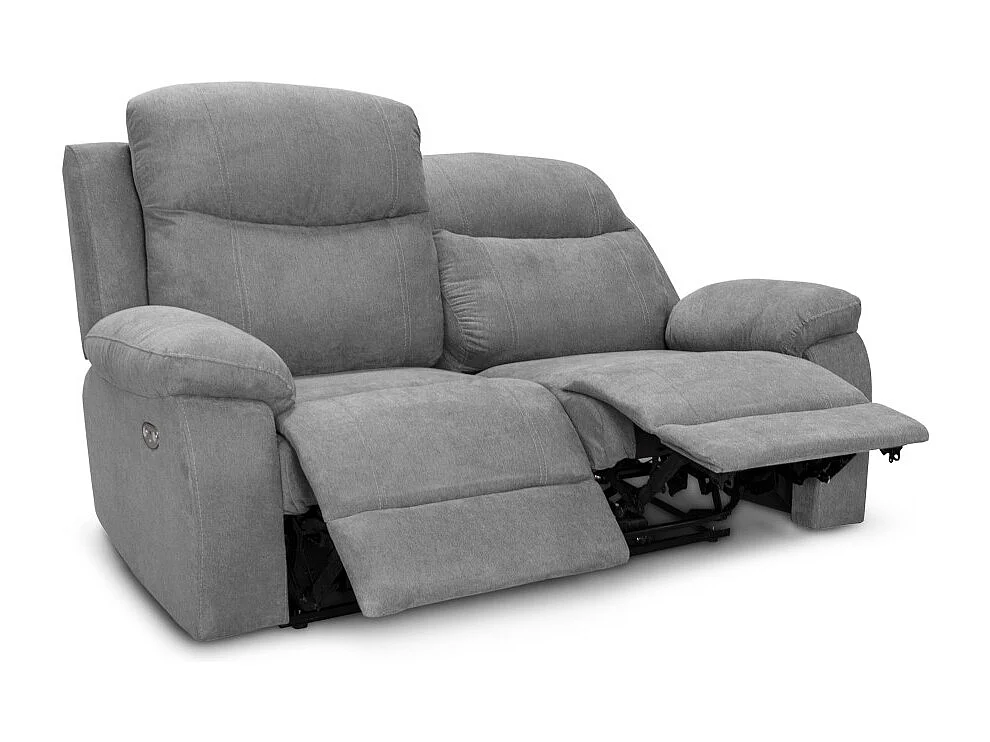 Canapé de relaxation manuel 2 places en tissu Bona - Gris clair - L154 x 90 x 100cm - Loungitude