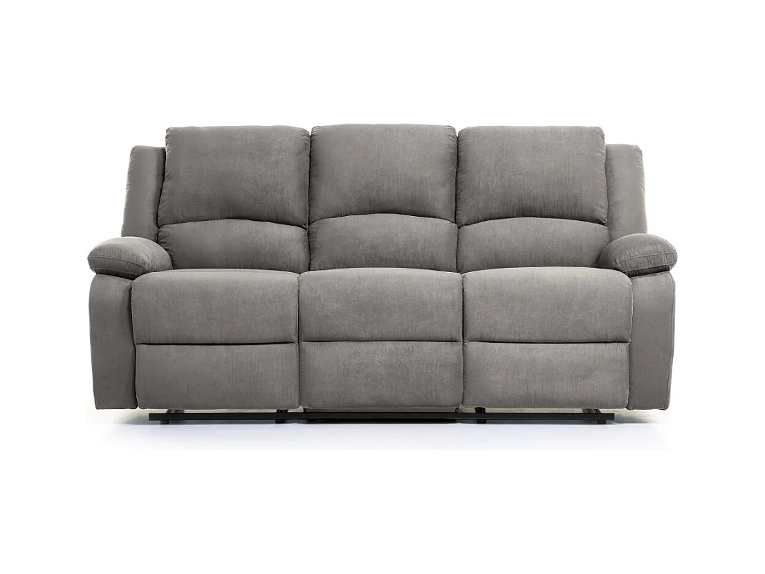 Canapé Relaxation 3 places Microfibre Léo - Gris - L193 x 93 x 96cm - Loungitude