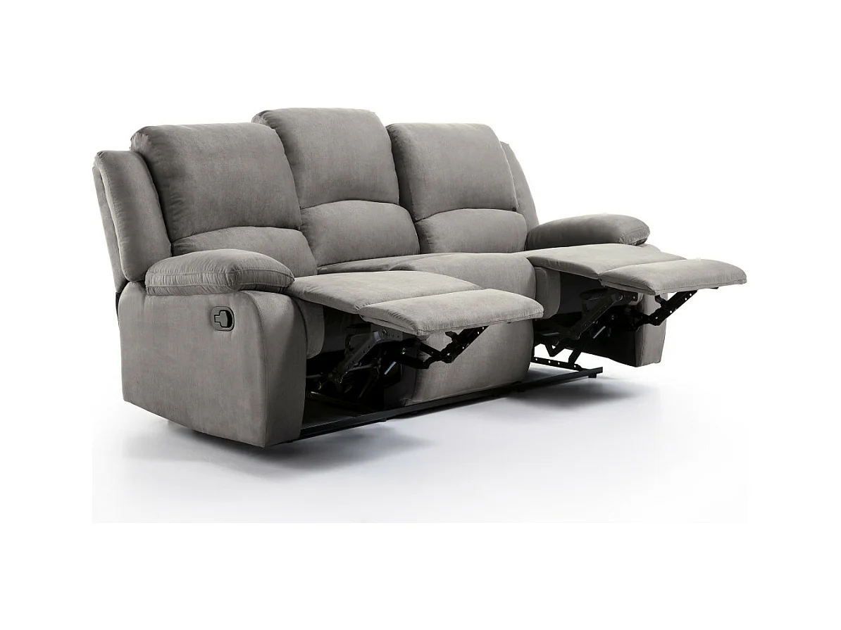 Canapé Relaxation 3 places Microfibre Léo - Gris - L193 x 93 x 96cm - Loungitude