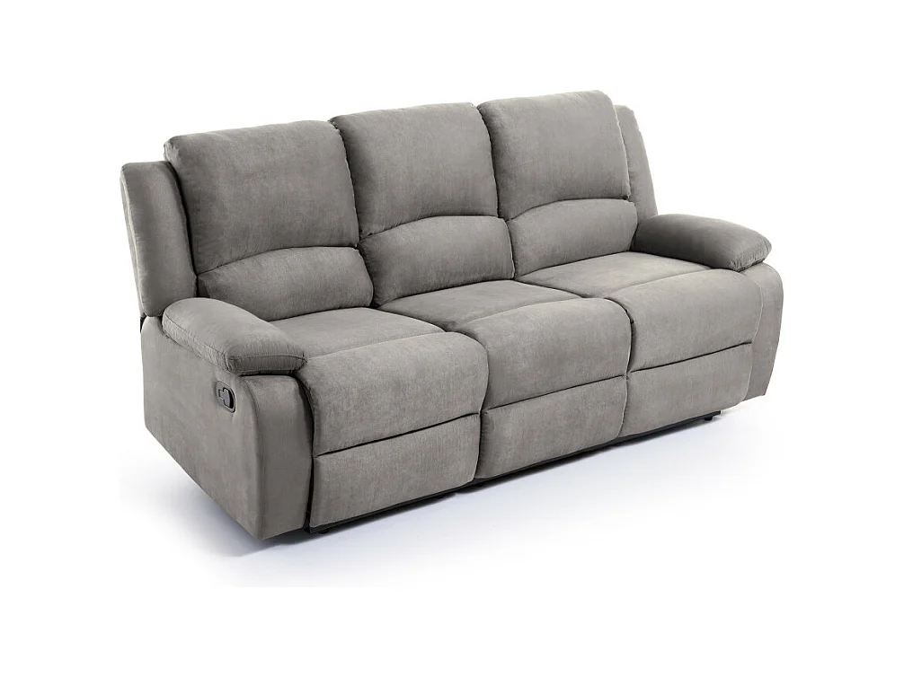 Canapé Relaxation 3 places Microfibre Léo - Gris - L193 x 93 x 96cm - Loungitude