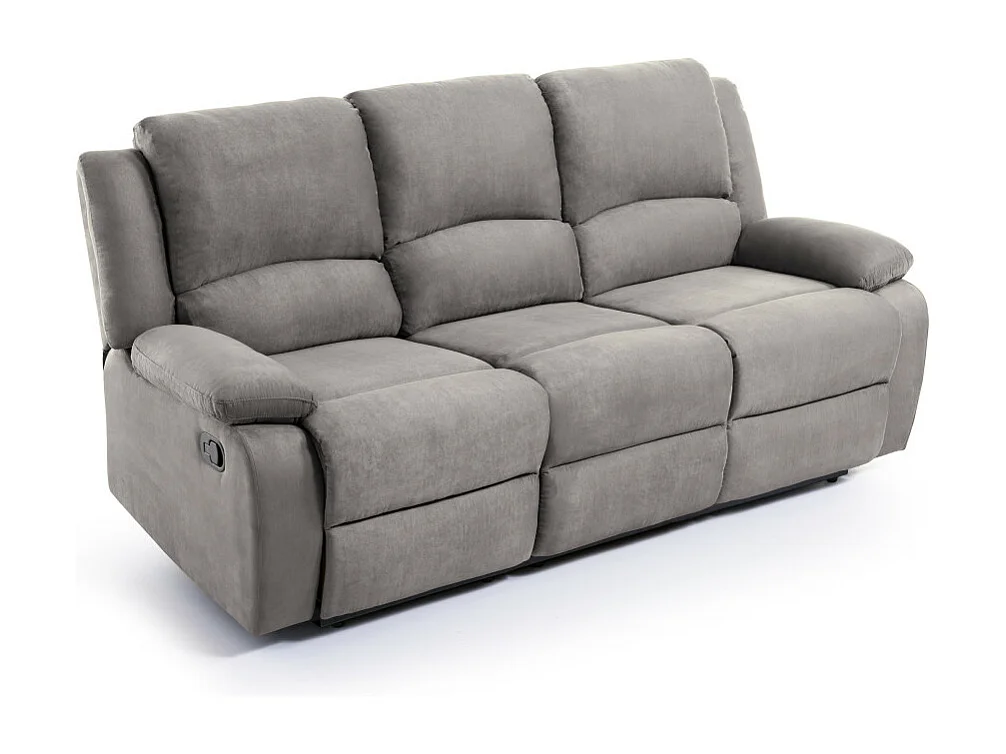 Canapé Relaxation 3 places Microfibre Léo - Gris - L193 x 93 x 96cm - Loungitude