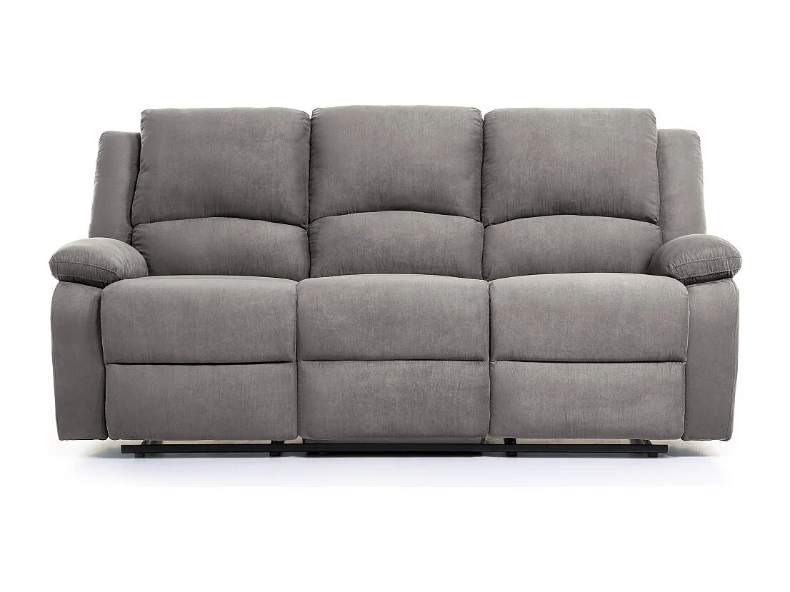 Canapé Relaxation 3 places Microfibre Léo - Gris - L193 x 93 x 96cm - Loungitude