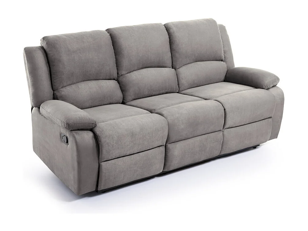Canapé Relaxation 3 places Microfibre Léo - Gris - L193 x 93 x 96cm - Loungitude