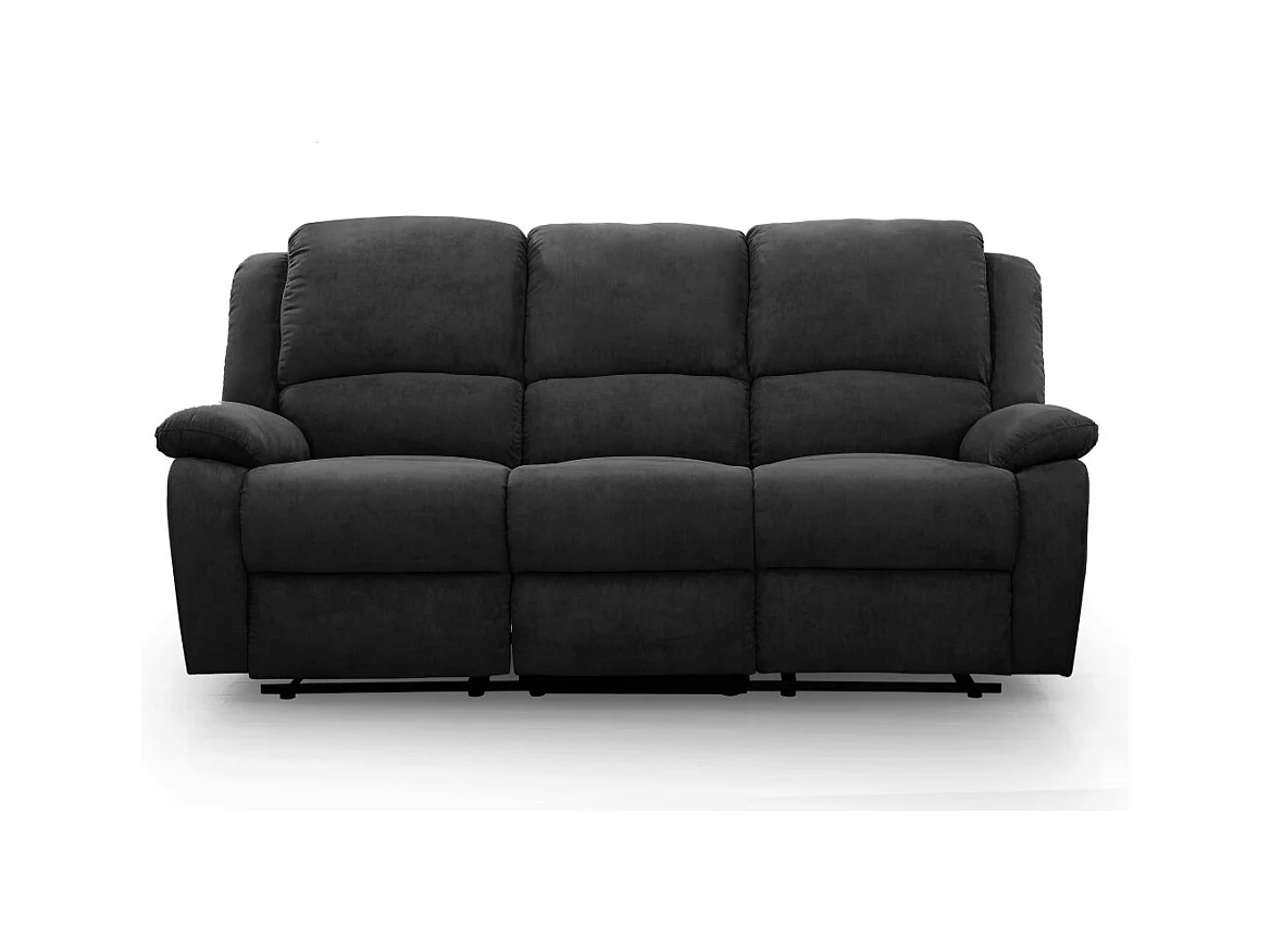 Canapé Relaxation 3 places Microfibre Léo - Noir - L193 x 93 x 96cm - Loungitude