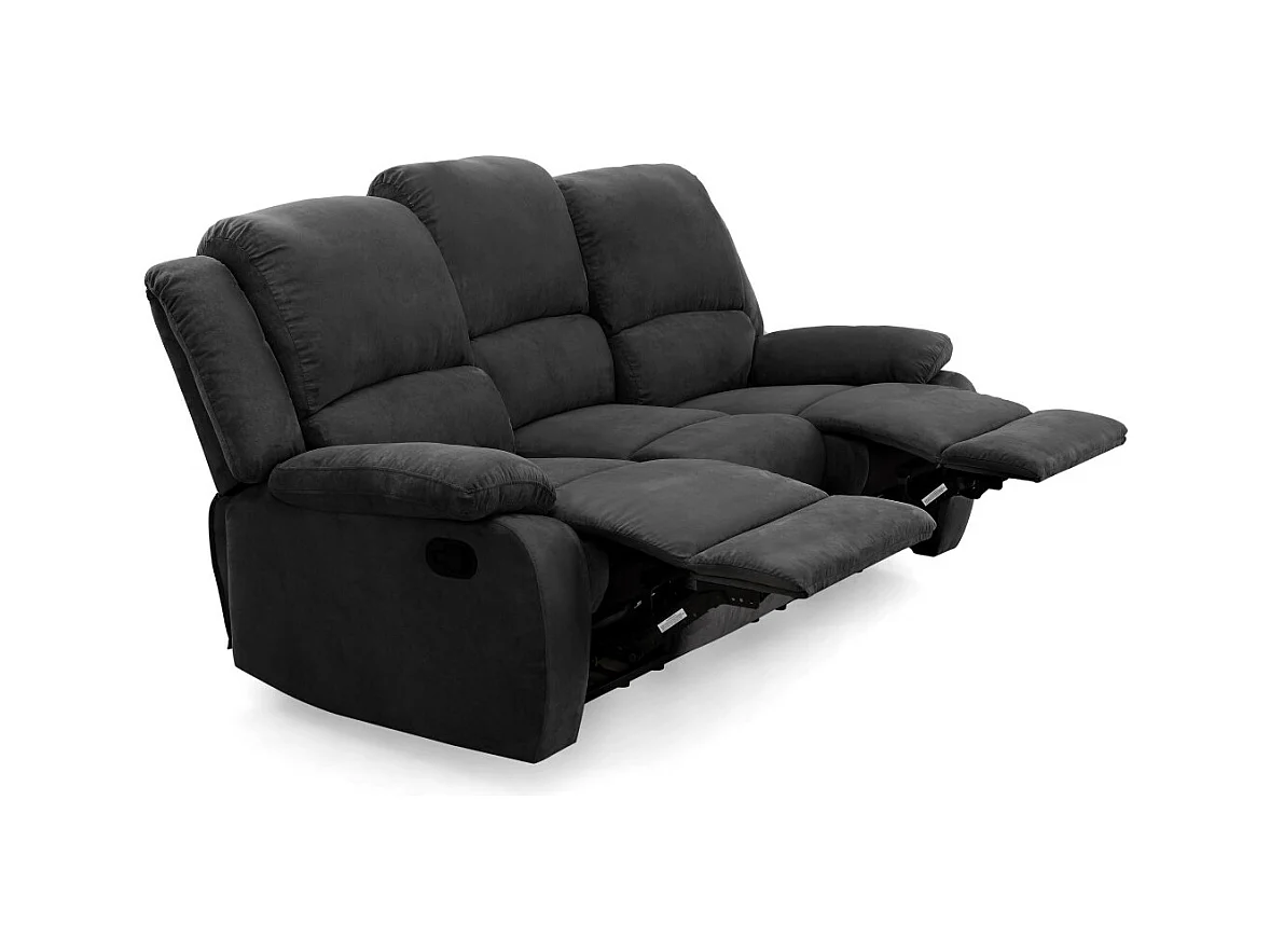 Canapé Relaxation 3 places Microfibre Léo - Noir - L193 x 93 x 96cm - Loungitude