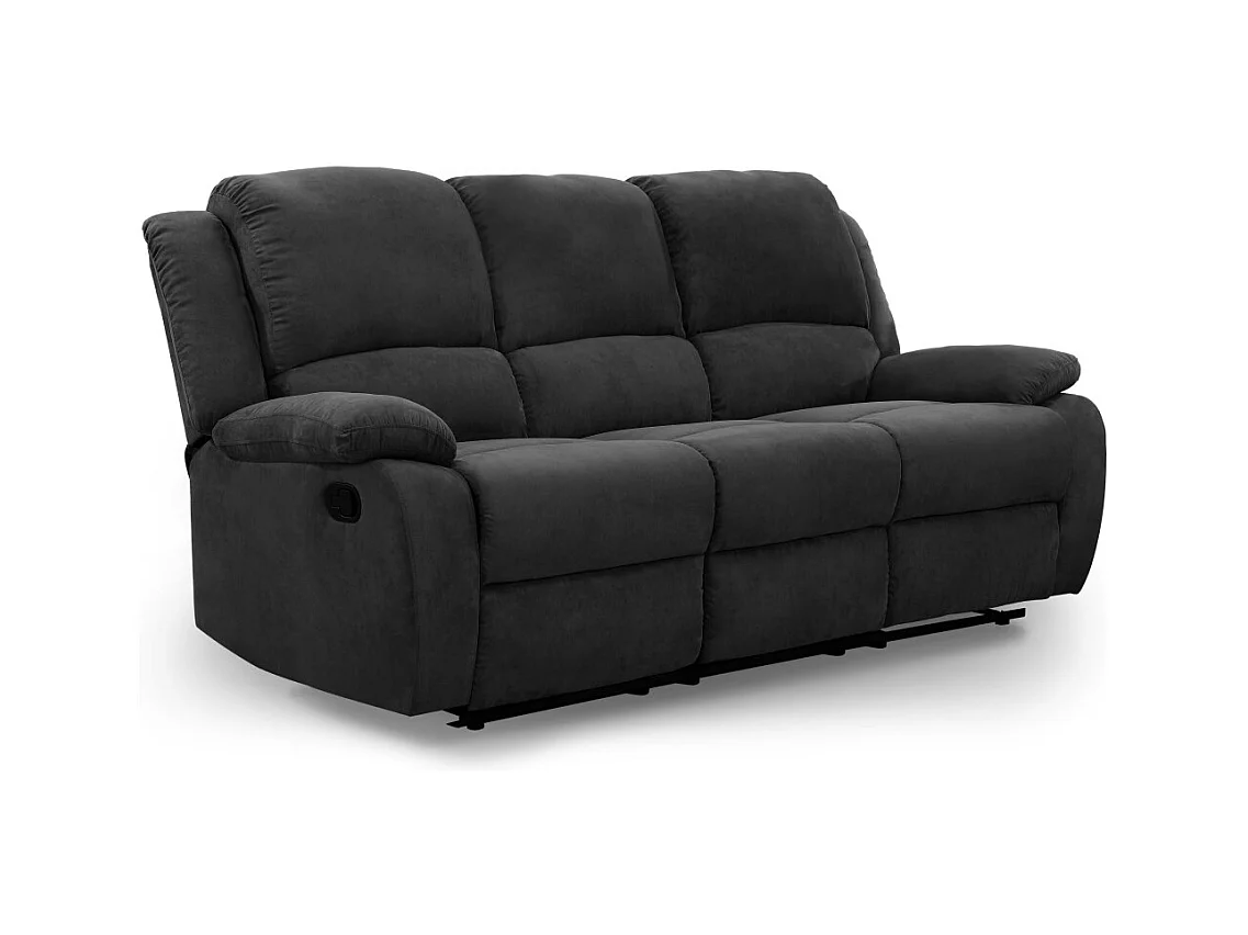 Canapé Relaxation 3 places Microfibre Léo - Noir - L193 x 93 x 96cm - Loungitude