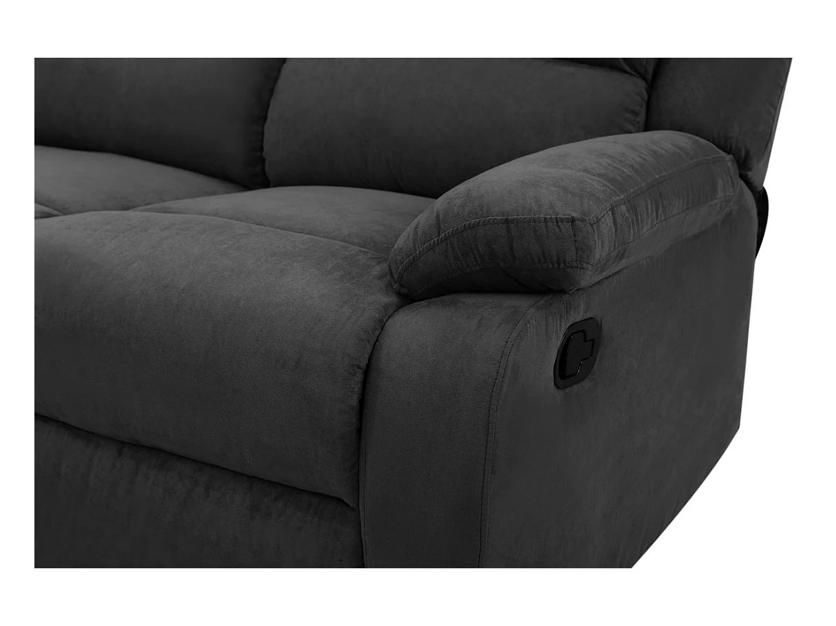 Canapé Relaxation 3 places Microfibre Léo - Noir - L193 x 93 x 96cm - Loungitude