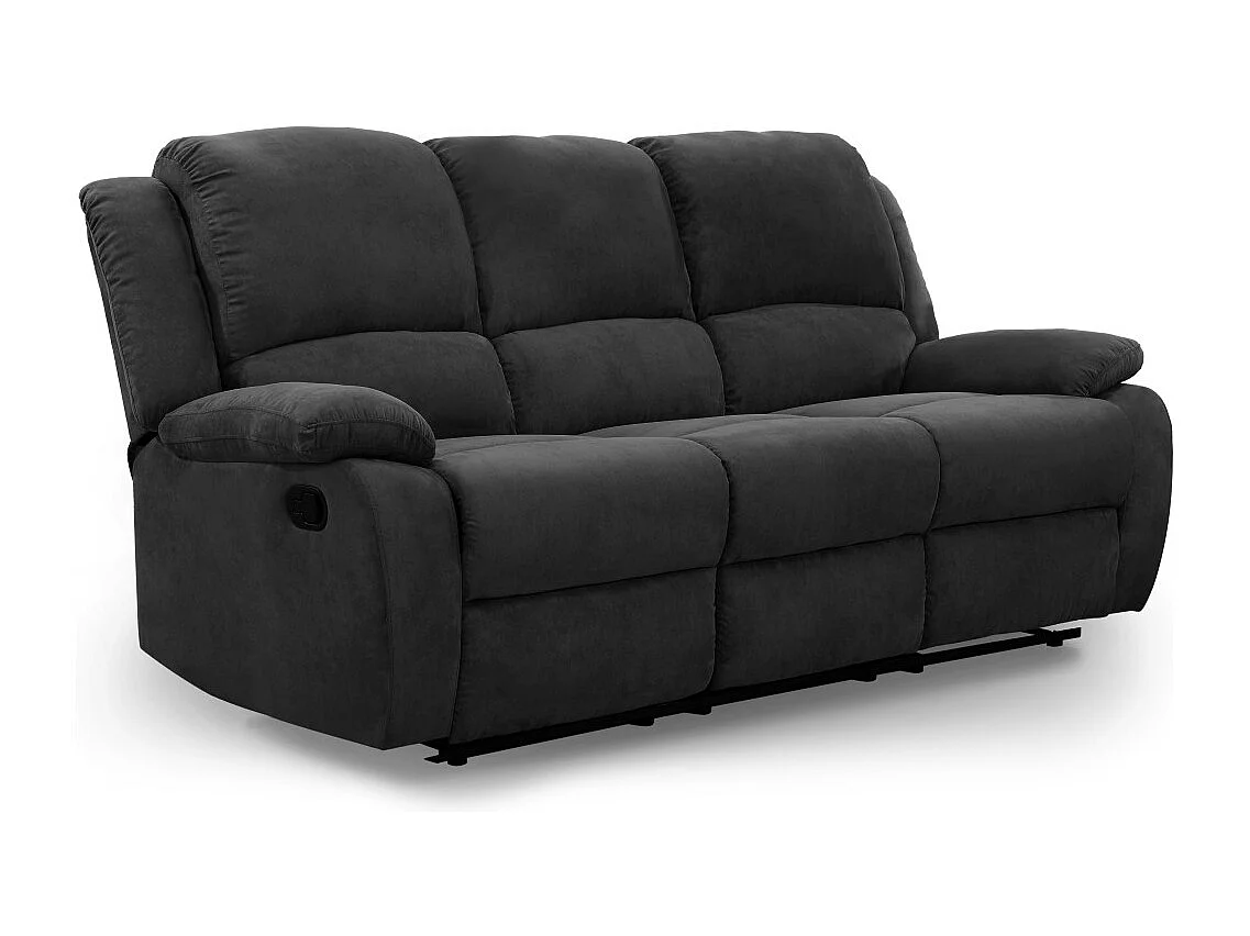 Canapé Relaxation 3 places Microfibre Léo - Noir - L193 x 93 x 96cm - Loungitude