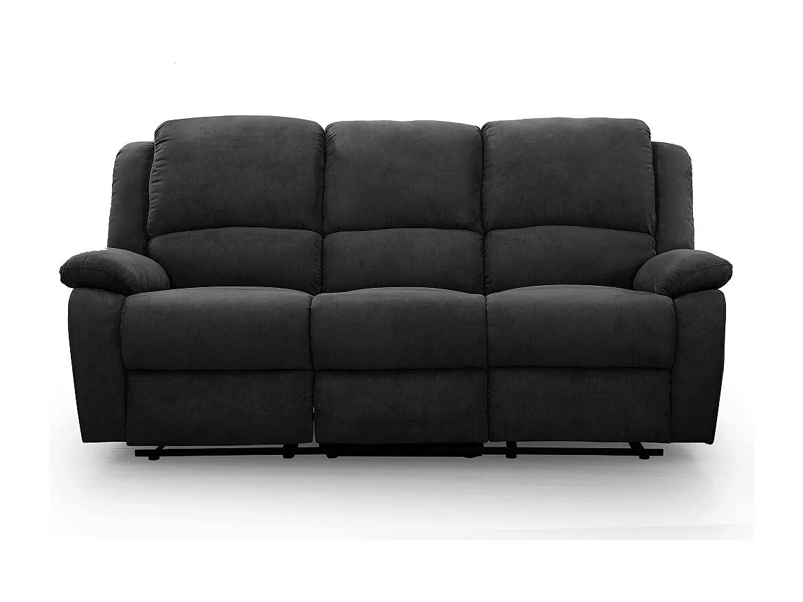 Canapé Relaxation 3 places Microfibre Léo - Noir - L193 x 93 x 96cm - Loungitude
