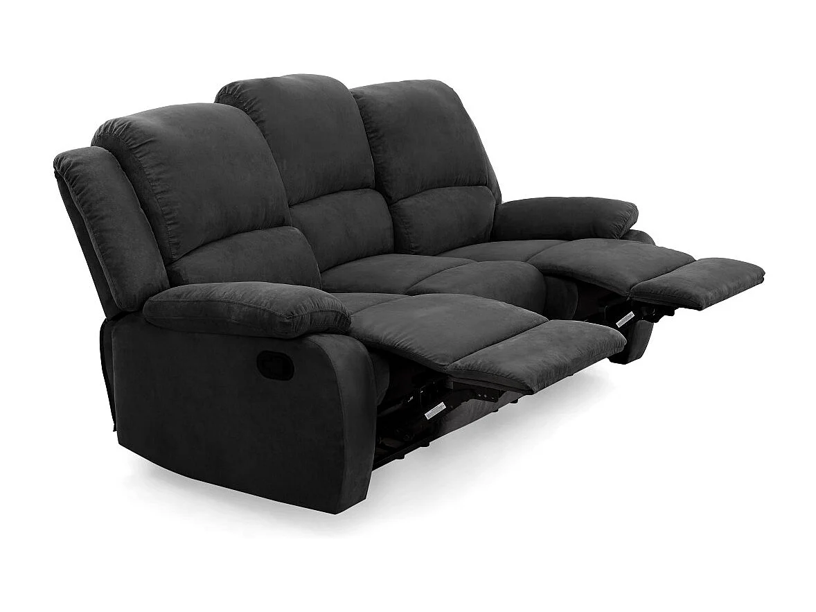 Canapé Relaxation 3 places Microfibre Léo - Noir - L193 x 93 x 96cm - Loungitude
