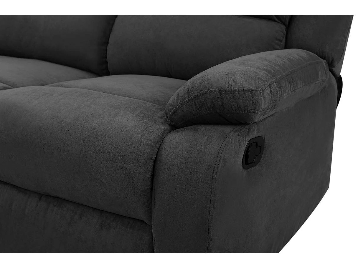 Canapé Relaxation 3 places Microfibre Léo - Noir - L193 x 93 x 96cm - Loungitude