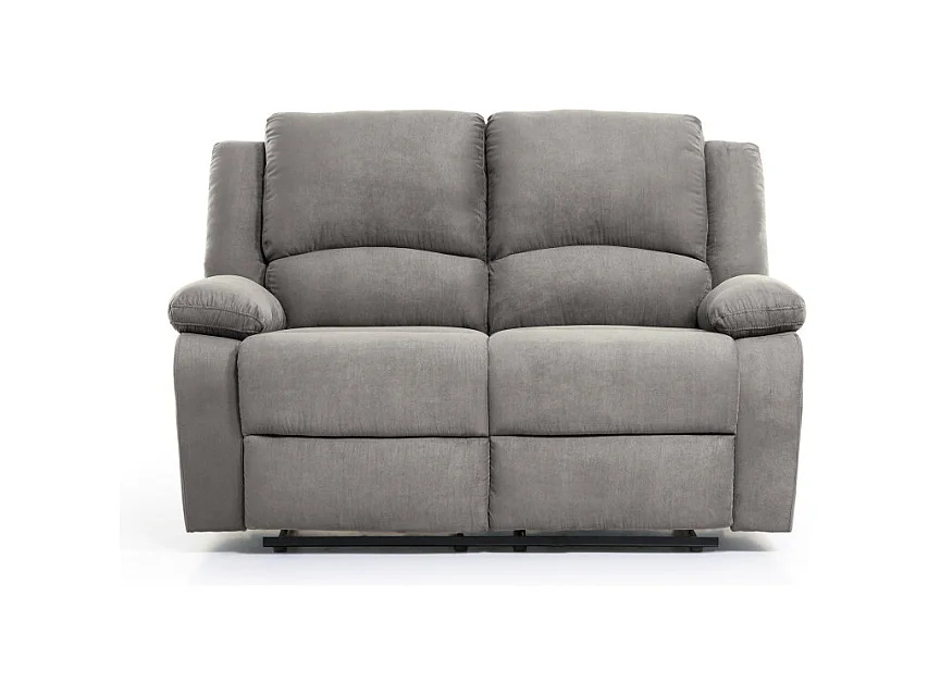 Canapé Relaxation 2 places en microfibre Léo - Gris - L143 x 93 x 96cm - Loungitude