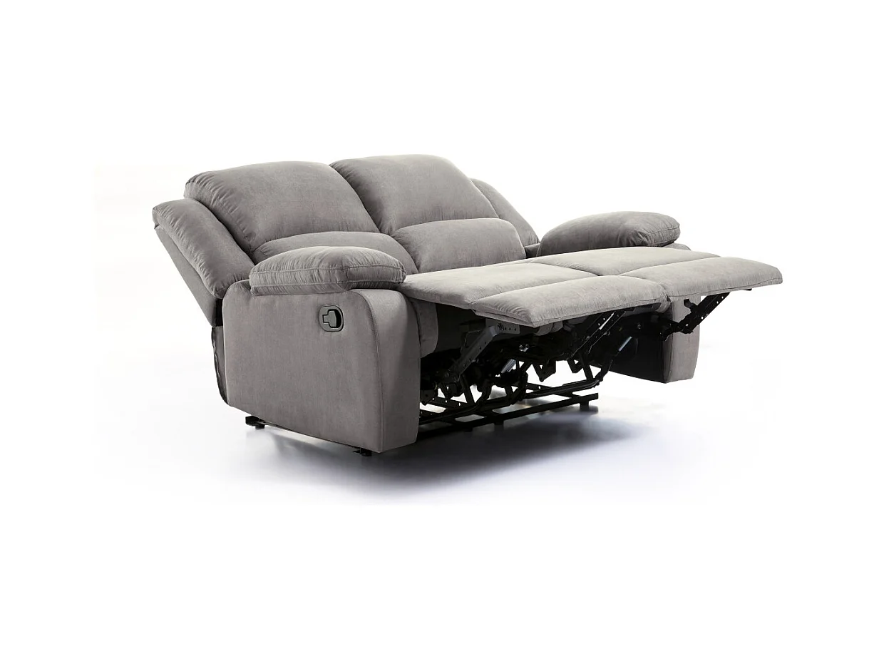 Canapé Relaxation 2 places en microfibre Léo - Gris - L143 x 93 x 96cm - Loungitude
