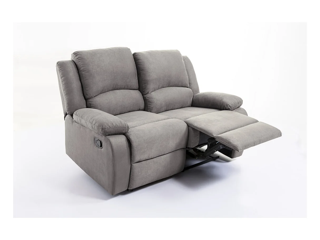 Canapé Relaxation 2 places en microfibre Léo - Gris - L143 x 93 x 96cm - Loungitude