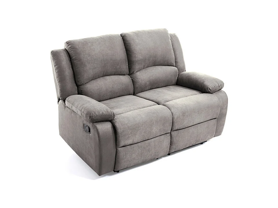 Canapé Relaxation 2 places en microfibre Léo - Gris - L143 x 93 x 96cm - Loungitude