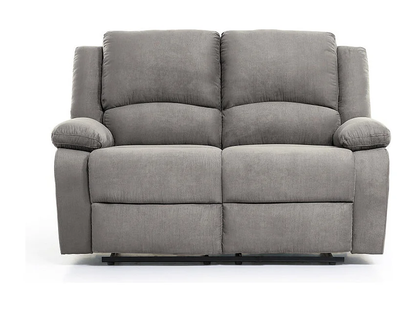 Canapé Relaxation 2 places en microfibre Léo - Gris - L143 x 93 x 96cm - Loungitude