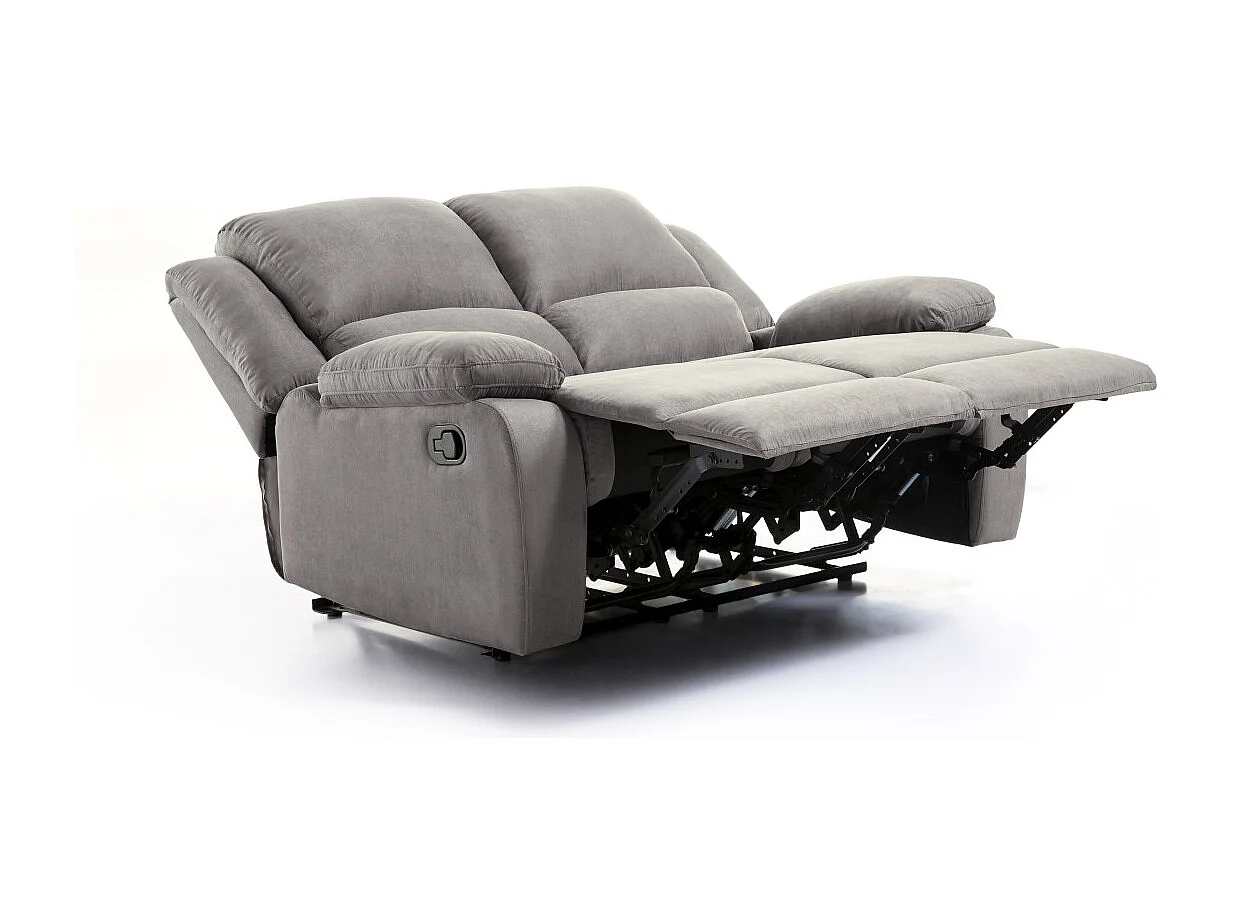 Canapé Relaxation 2 places en microfibre Léo - Gris - L143 x 93 x 96cm - Loungitude