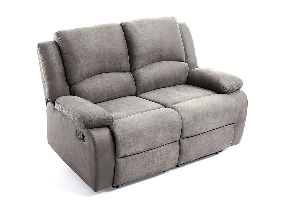 Canapé Relaxation 2 places en microfibre Léo - Gris - L143 x 93 x 96cm - Loungitude