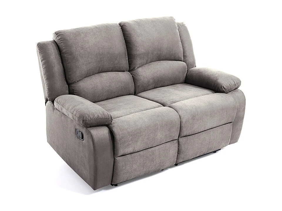 Canapé Relaxation 2 places en microfibre Léo - Gris - L143 x 93 x 96cm - Loungitude