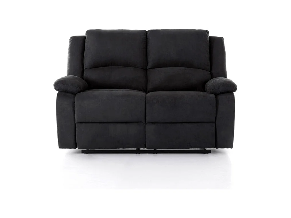 Canapé Relaxation 2 places en microfibre Léo - Noir - L143 x 93 x 96cm - Loungitude