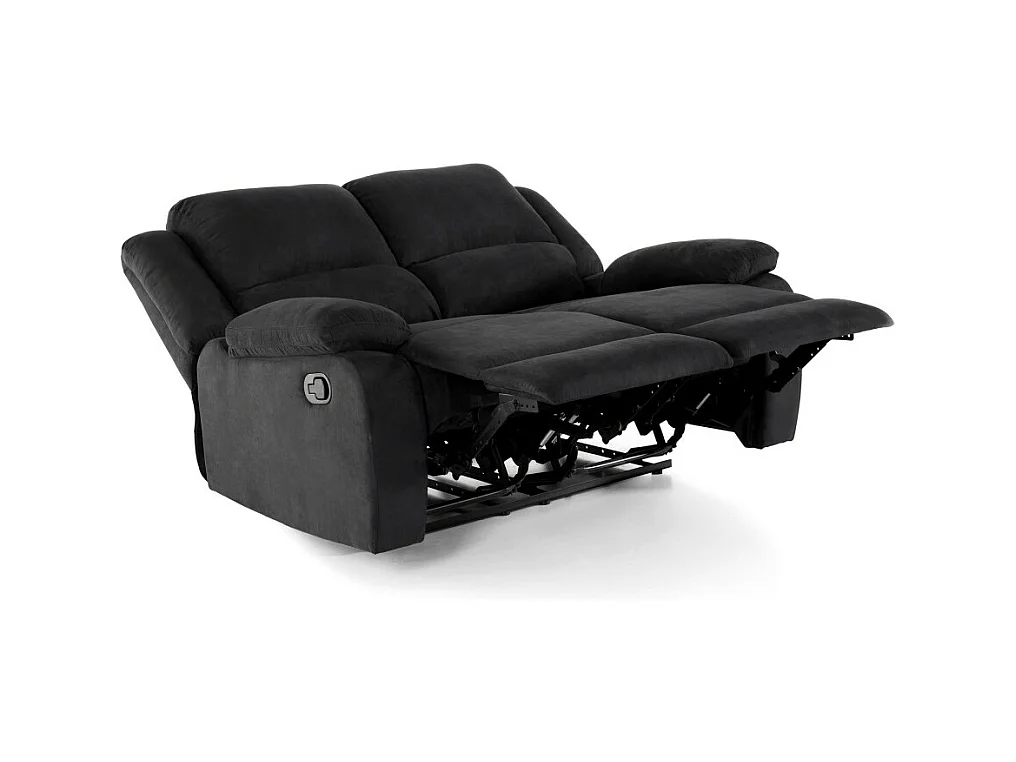 Canapé Relaxation 2 places en microfibre Léo - Noir - L143 x 93 x 96cm - Loungitude