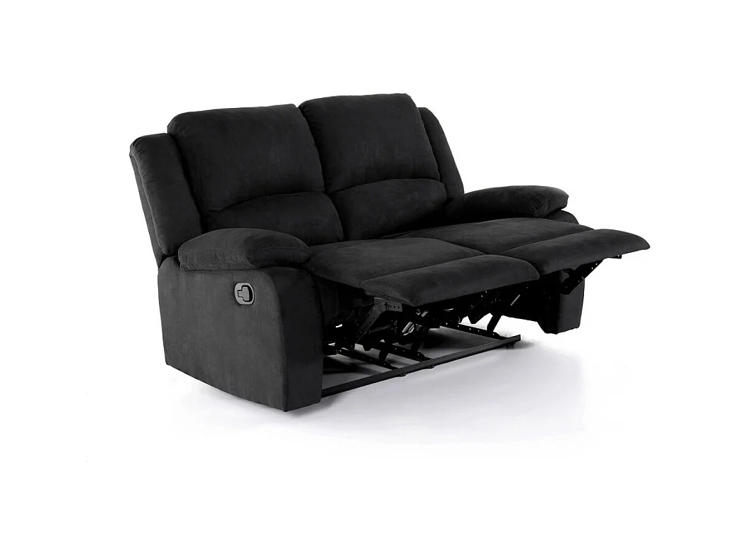 Canapé Relaxation 2 places en microfibre Léo - Noir - L143 x 93 x 96cm - Loungitude