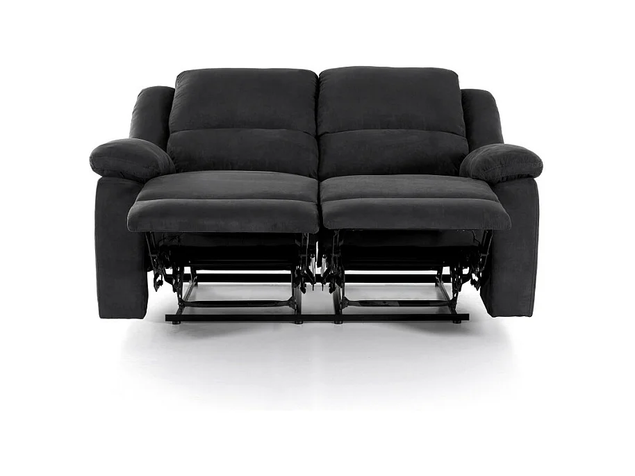 Canapé Relaxation 2 places en microfibre Léo - Noir - L143 x 93 x 96cm - Loungitude