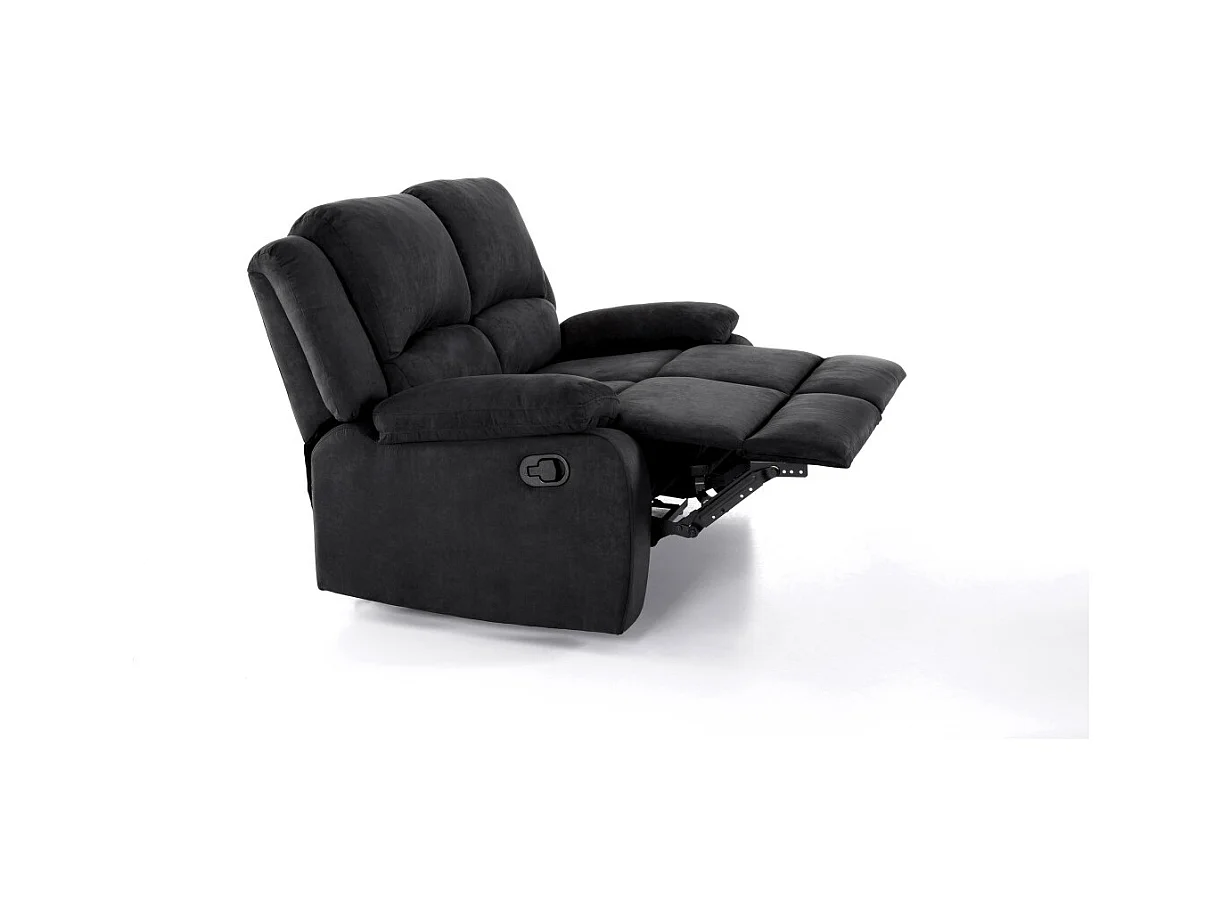 Canapé Relaxation 2 places en microfibre Léo - Noir - L143 x 93 x 96cm - Loungitude