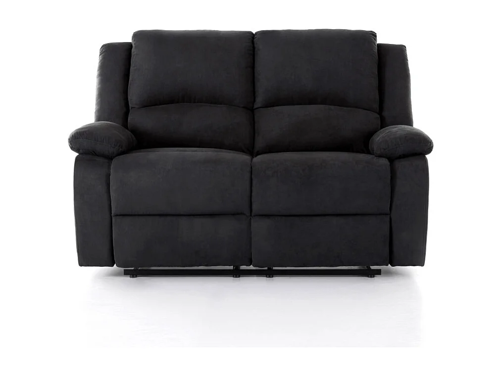 Canapé Relaxation 2 places en microfibre Léo - Noir - L143 x 93 x 96cm - Loungitude