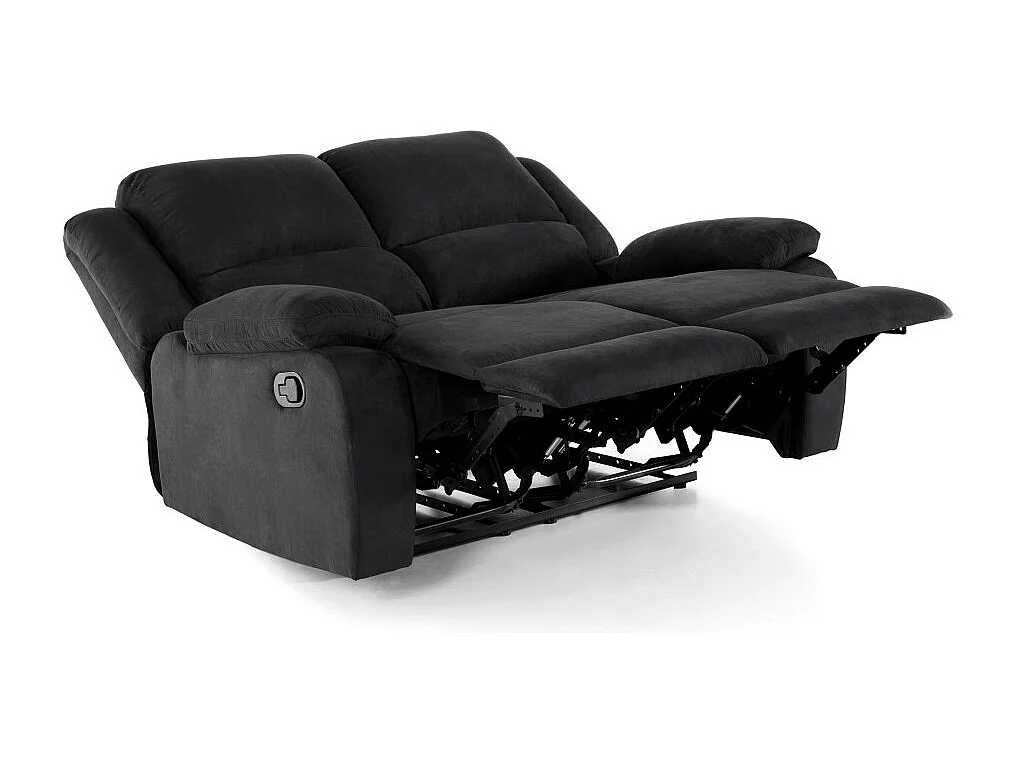 Canapé Relaxation 2 places en microfibre Léo - Noir - L143 x 93 x 96cm - Loungitude
